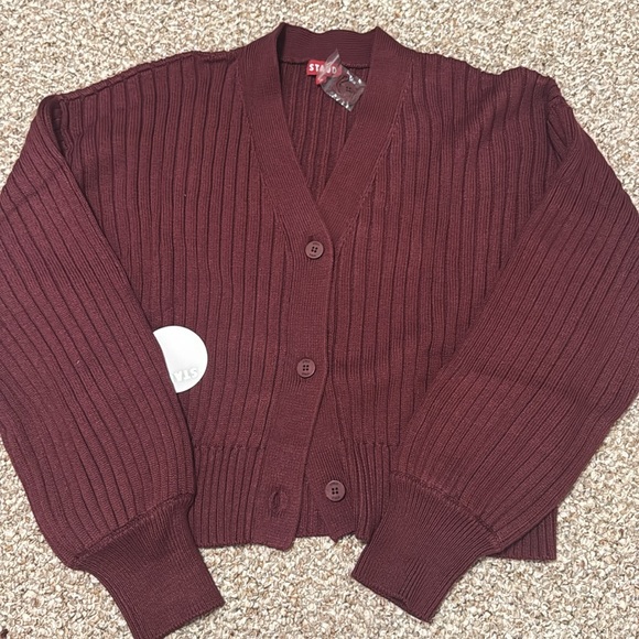 STAUD ELOISE CARDIGAN - Burgundy NWT - Picture 3 of 6